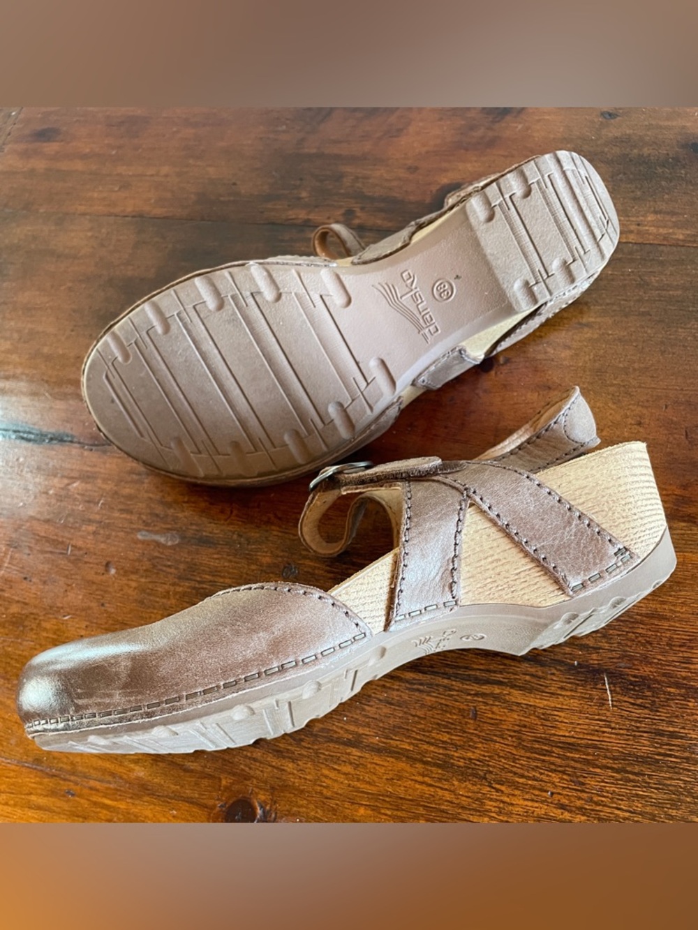 Dansko Brown Leather Mary Jane Clog with Buckle - Picture 3 of 4